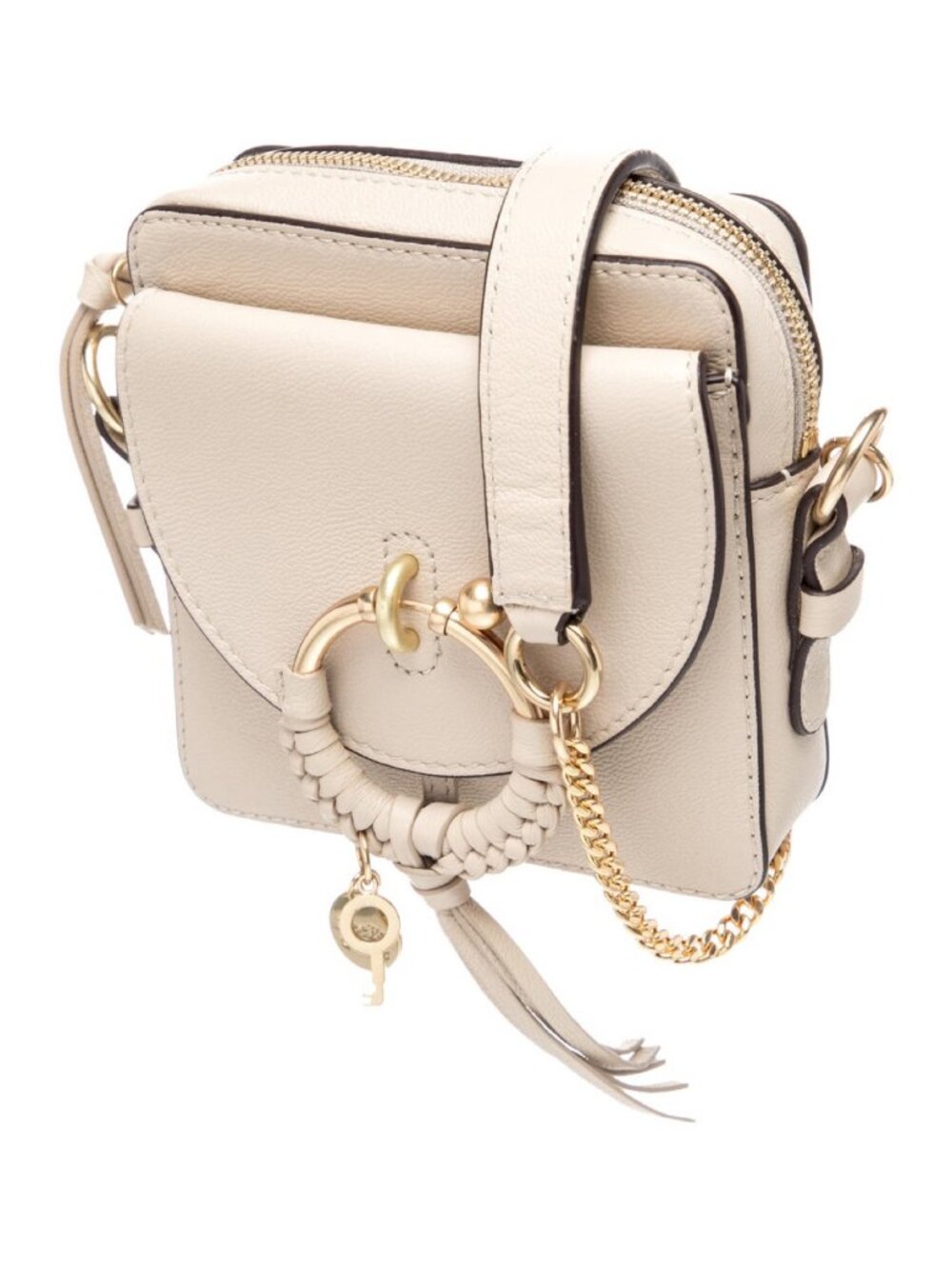 See by Chloé Joan Small Leather Crossbody Camera Bag Cement Beige